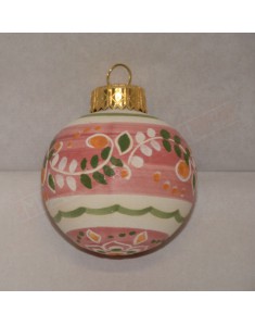 Pallina di natale diametro 5 in terracotta decorata con vari colori da utilizzare per albero di Natale oppure come decorazione