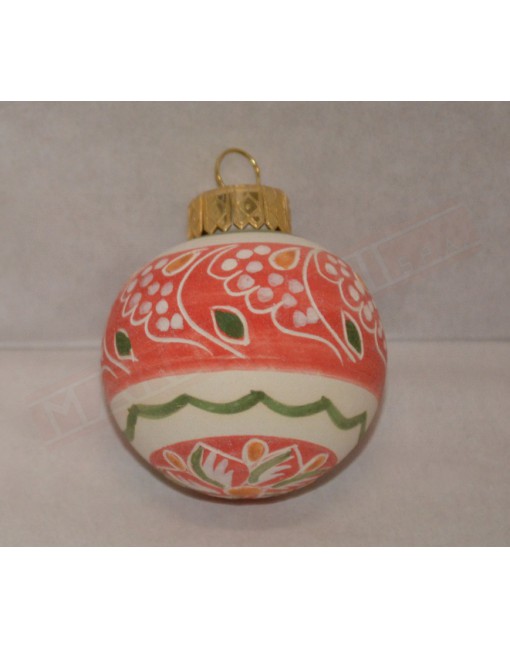 Pallina di natale diametro 5 in terracotta decorata con vari colori da utilizzare per albero di Natale oppure come decorazione