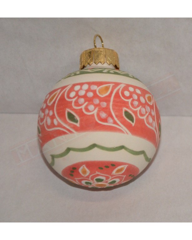 Pallina di natale diametro 6 in terracotta decorata con vari colori da utilizzare per albero di Natale oppure come decorazione