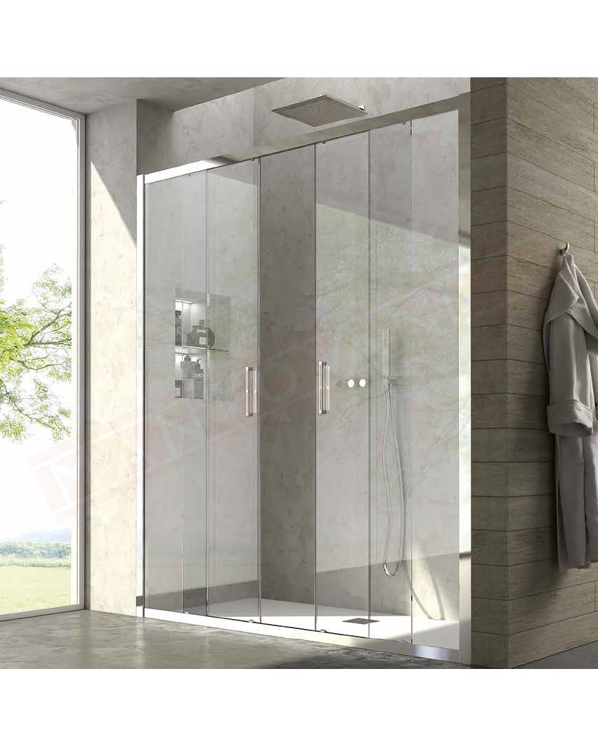 CSA box doccia Altea N2 FS porta doccia per nicchia con due vetri fissi e due ante scorrevoli 6mm misure da 125 a 171