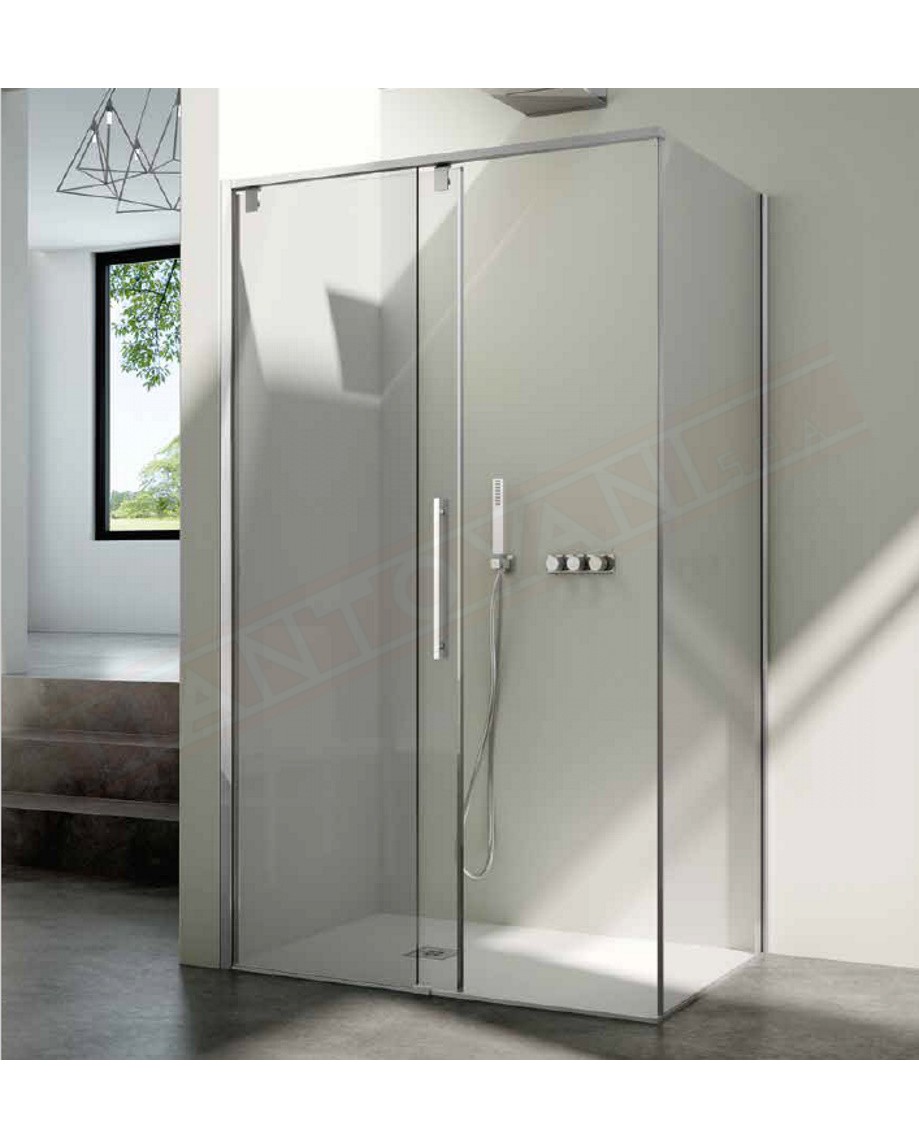 CSA box doccia Asia AFS+L per piatto doccia angolo con 1 ante scorrevoli + laterale vetro 6 mm misure da 98 a 169.5 + lato f