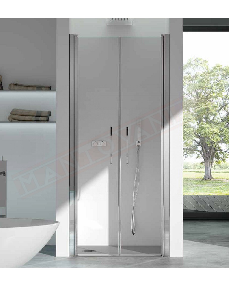 CSA box doccia Camilla 2B porta doccia per nicchia con 2 ante a battente 68/170 H 200 6mm bianco argento o satinato
