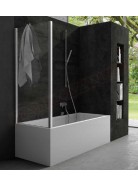 CSA box doccia parete fissa per Sofia S.B vasca h 140 6 mm misure da 68 89.5 profili argento satinato\lucido laccato bianco