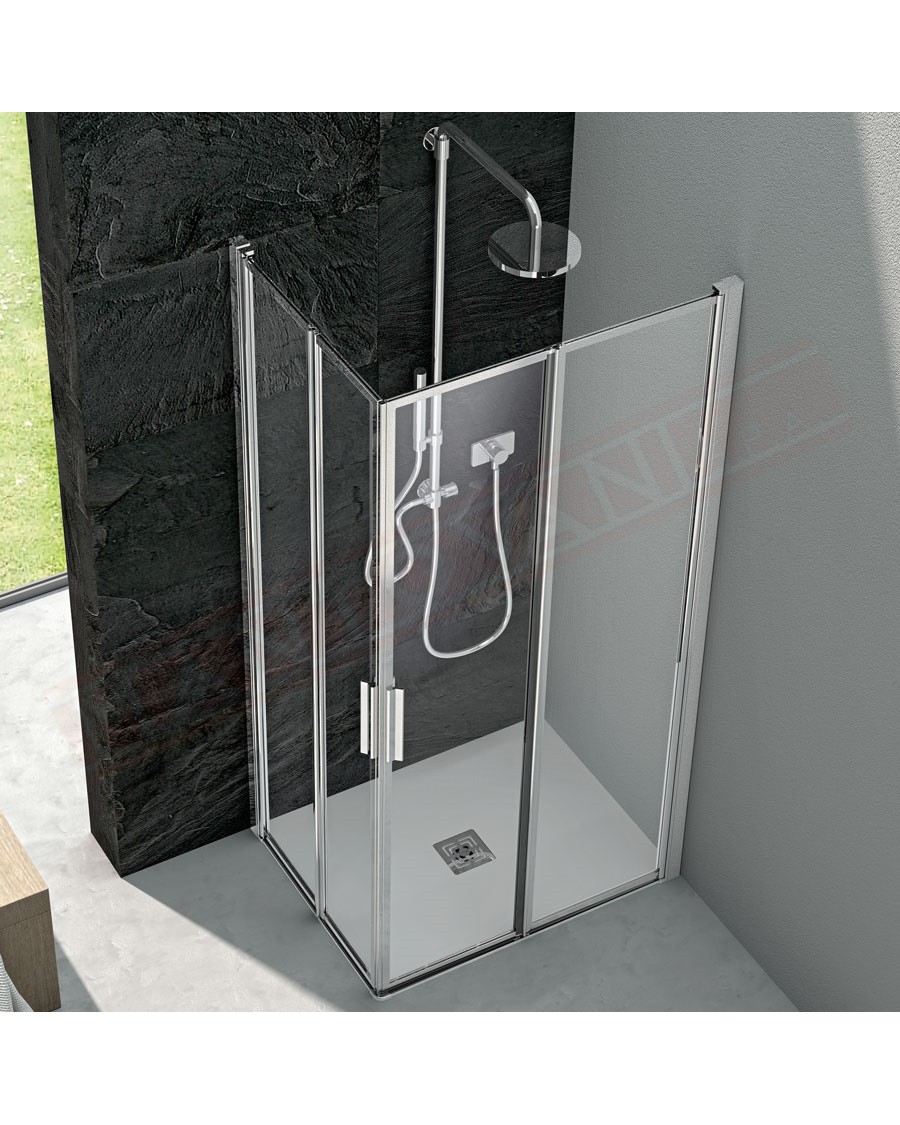 CSA box doccia angolare Ginevra A2P 2 porta doccia angolo a soffietto 4 mm misure da 63 a 90 h 185 abbinabile a flx185\4