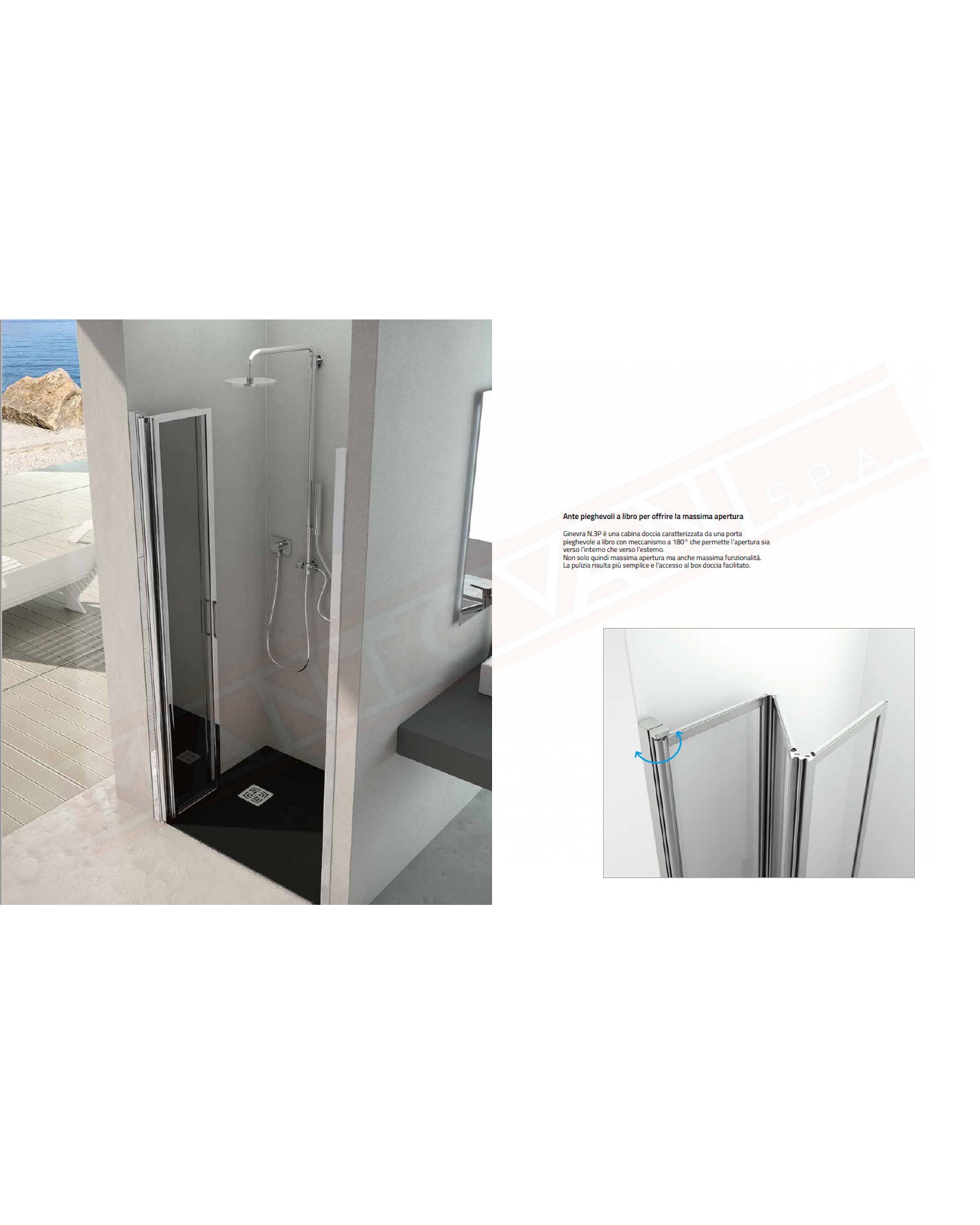 CSA box doccia Ginevra N 3P porta pieghevole doccia per nicchia con acrilico 4 mm misure da 66 a 100 h 185