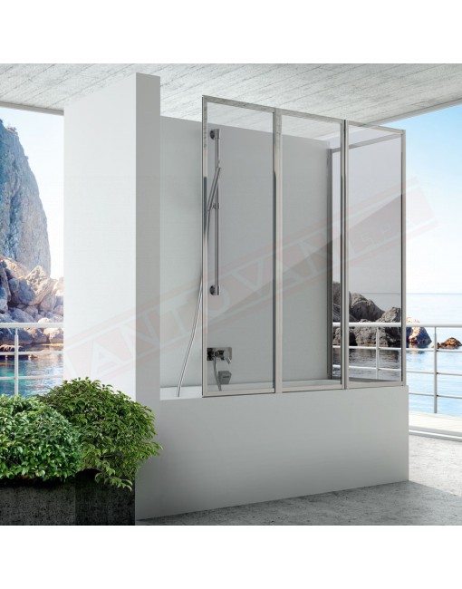 CSA box doccia Ginevra SA3P+L porta pieghevole doccia con lato fisso per vasca con acrilico 4 mm 136x67 cm h 140 reversibile