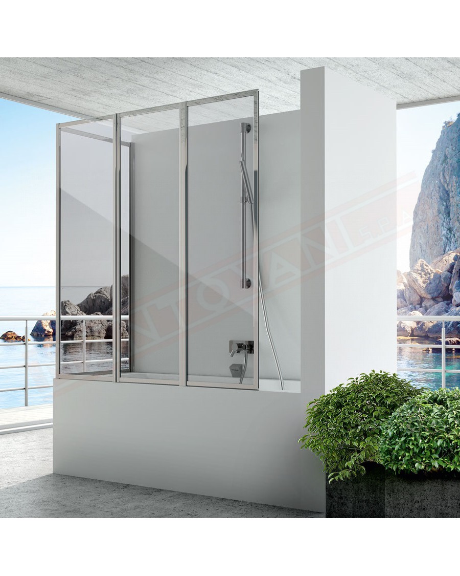 CSA box doccia Ginevra SA3P+L porta pieghevole doccia con lato fisso per vasca con acrilico 4 mm 136x67 cm h 140 reversibile