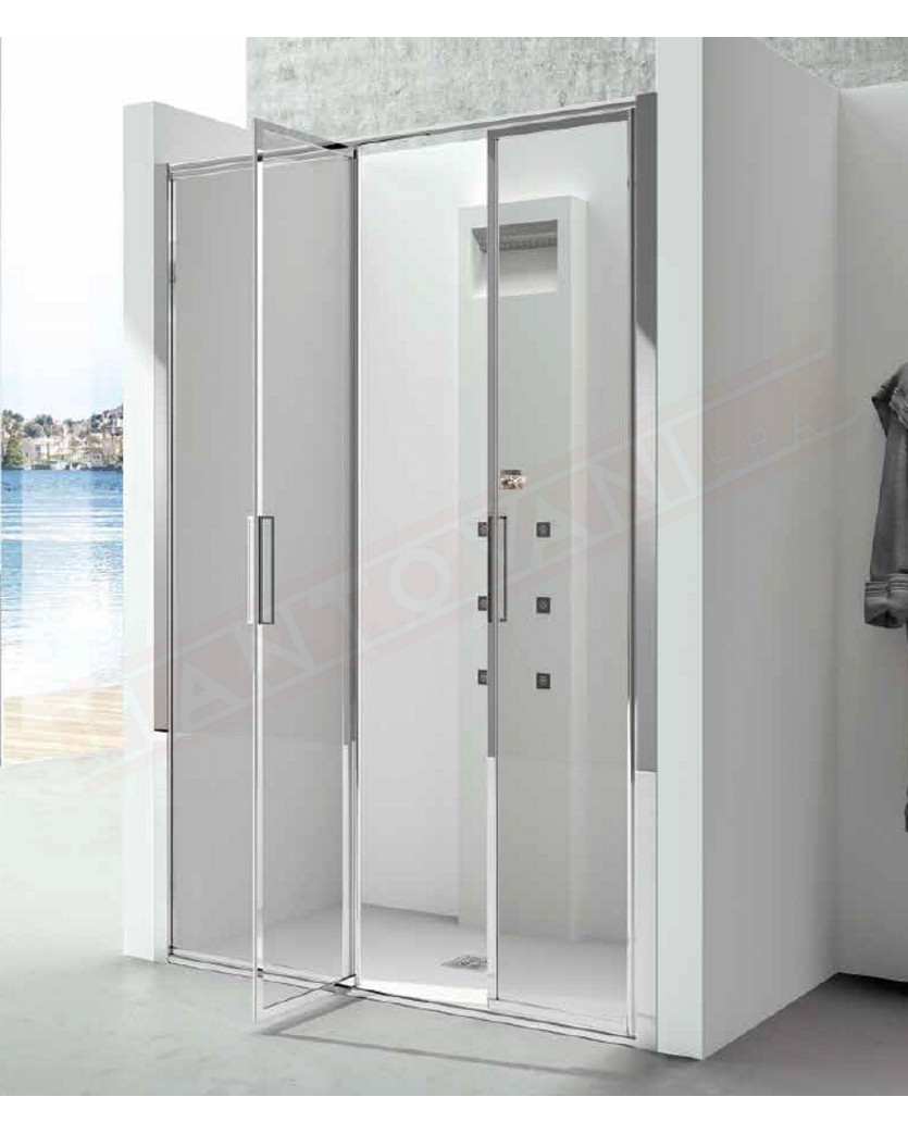 CSA box doccia Greta N2.B porta doccia per nicchia con 2 ante a battente 1 anta fissa 6mm misure da 90 a 170 h 190