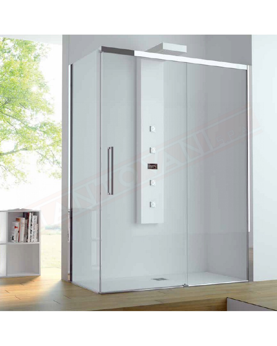 CSA box doccia Lia AFS+L per piatto doccia angolo con 1 anta scorrevole + laterale vetro 6 mm misure da 97 a 169.5 + lato f