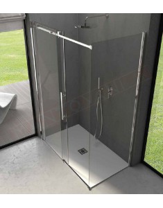 CSA box doccia Minerva AFS+L per piatto doccia angolo con 1 anta scorrevole + laterale vetro 6 mm misure da 97 a 171 + lato f