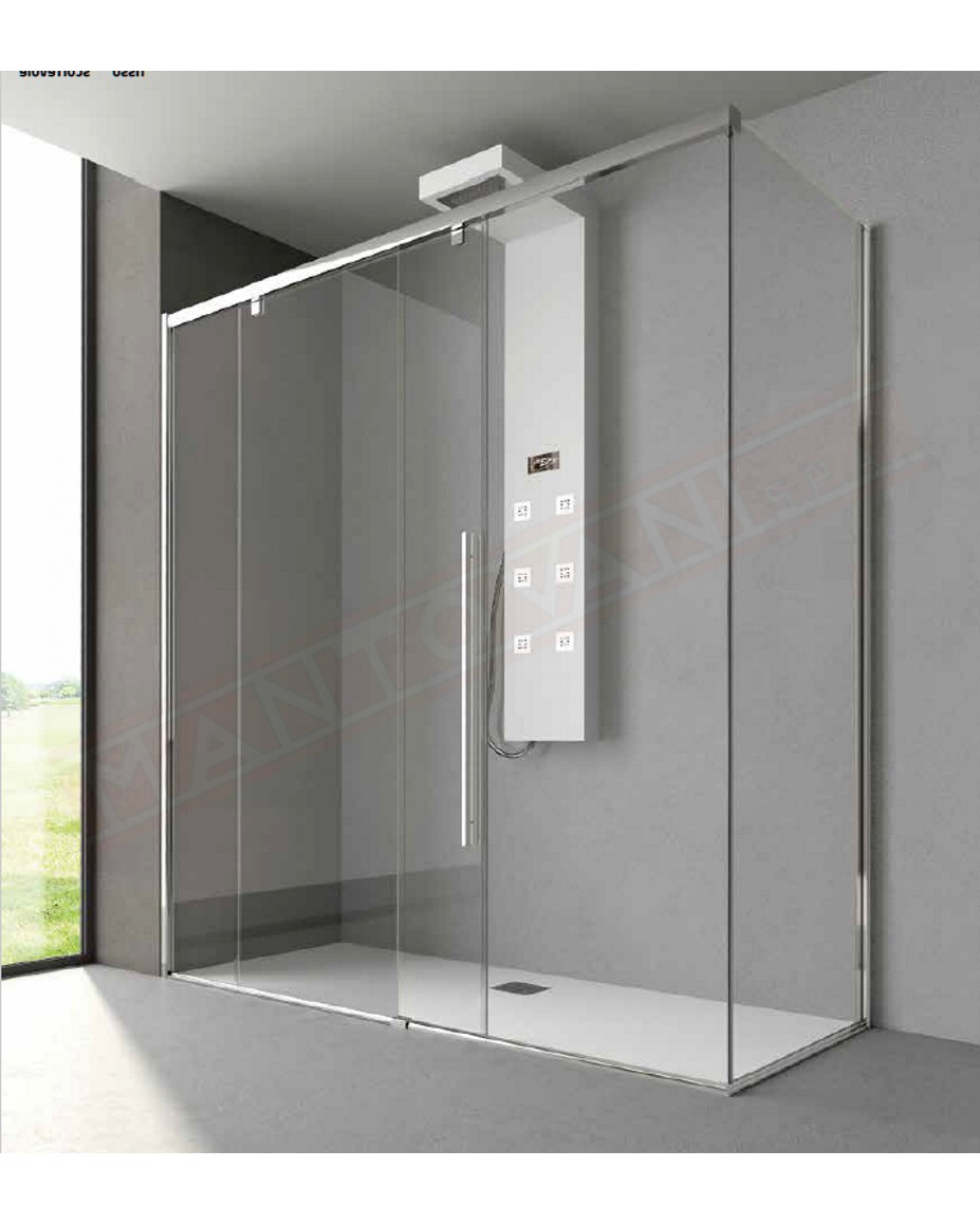 CSA box doccia Rosa AFS+L per piatto doccia angolo con 1 ante scorrevoli + laterale vetro 8-6 mm misure da 98 a 169.5 + lato