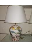 Orchidee lampada da tavolo in ceramica decorata a mano altezza totale cm 45 diametro paralume 35 cm