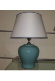 Lampada da tavolo in ceramica tinta unita turchese altezza massima cm 37 cappello diametro cm 30