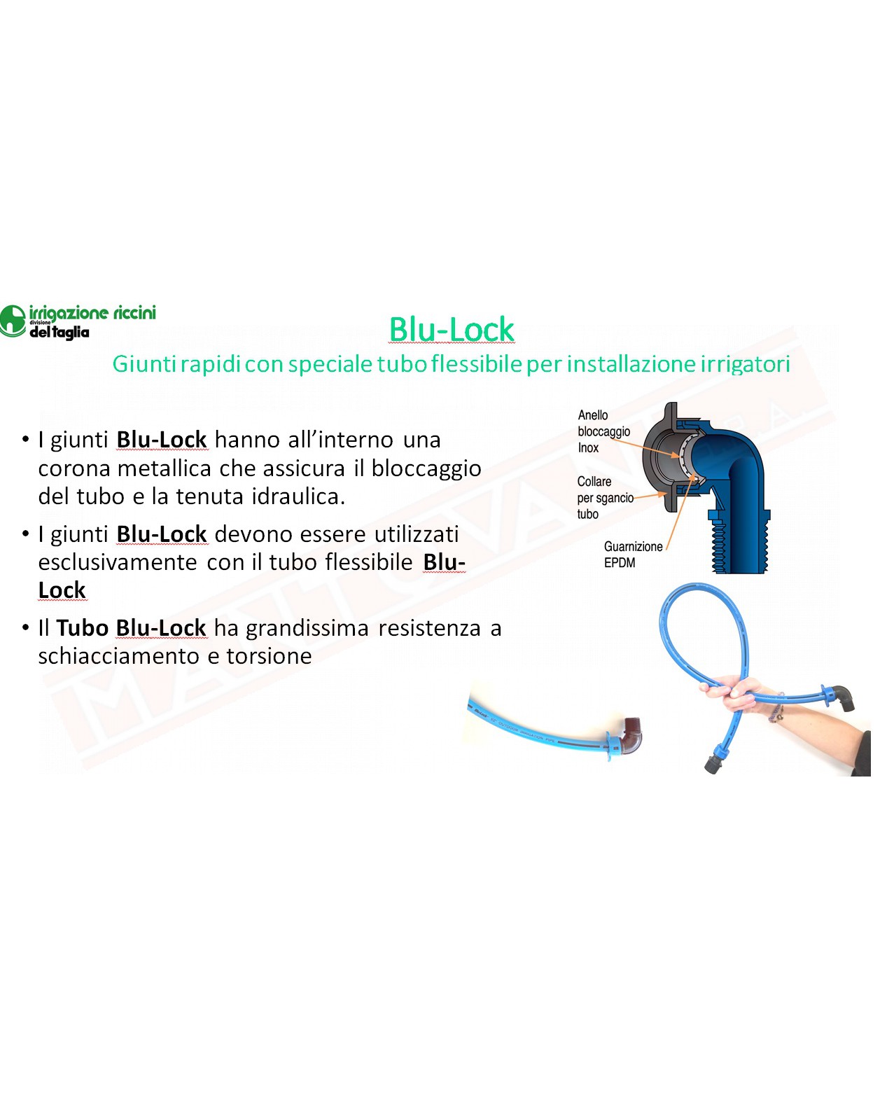 DT PRO Blue Lock dritto 1\2 M per tubo speciale ad innesto rapido girevole