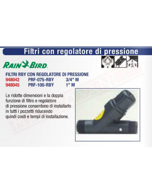 RAIN BIRD PRF-075-RBY FILTRO 3\4 E REGOLATORE .PRESSIONE