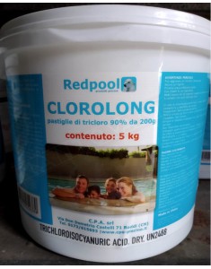 Prodotti chimici per piscina pastiglie cloro lenta dissoluzione confezione da 5 kg