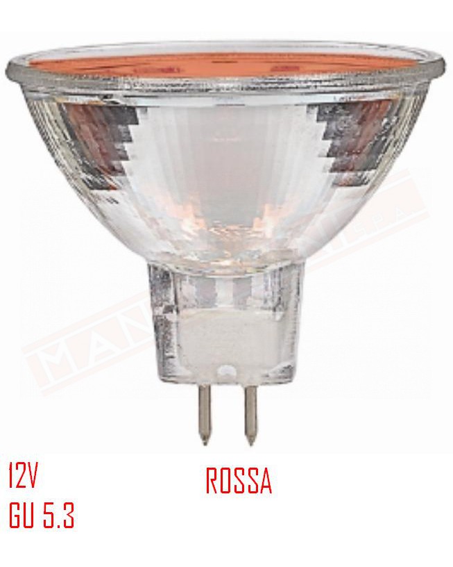 LAMPADINA DICROICA ROSSA MR16 12V 50W 38 GU5.3 RED CHIUSA