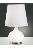 Fabas Ade lampada da appoggio in vetro soffiato bianco diam cm 32 h cm 58 con doppia accensione