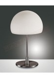 Fabas Gaia Big lampada da tavolo in vetro soffiato bianco e metallo nikel attacco e14 con regolazione al tocco