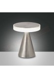 Fabas Neutra lampada da tavolo in metallo nikel a led 8w 720lm regolazione al tocco con dimmer diametro cm 17 h. cm 20