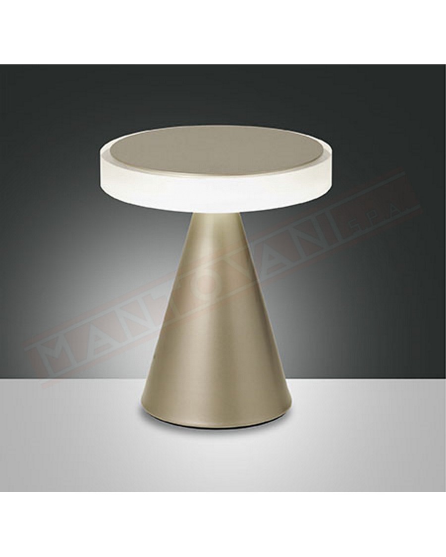 Fabas Neutra lampada da tavolo in metallo oro opaco a led 8w 720lm regolazione al tocco con dimmer diametro cm 17 h. cm 20