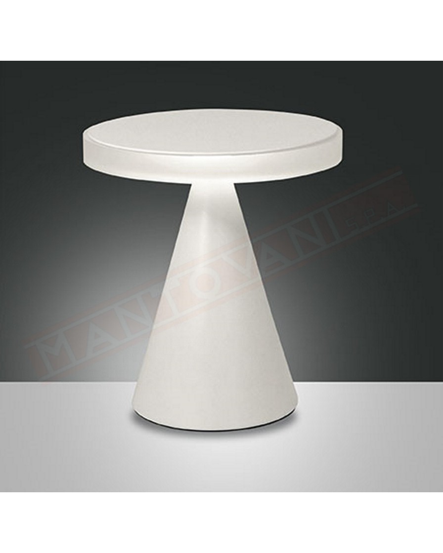 Fabas Neutra lampada da tavolo in metallo bianco a led 12w 1080lm regolazione al tocco con dimmerdiametro cm 24 h. cm 27