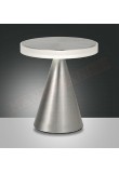 Fabas Neutra lampada da tavolo in metallo nikel a led 12w 1080lm regolazione al tocco con dimmer diametro cm 24 h. cm 27