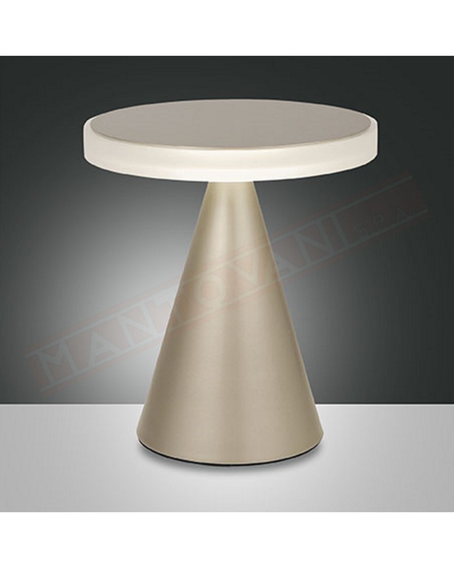 Fabas Neutra lampada da tavolo in metallo oro opaco a led 12w 1080lm regolazione al tocco con dimmerdiametro cm 24 h. cm 27