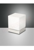 Fabas Brenta lampada da tavolo in vetro soffiato bianco metallo bianco a led 6w 540lm regolazione al tocco
