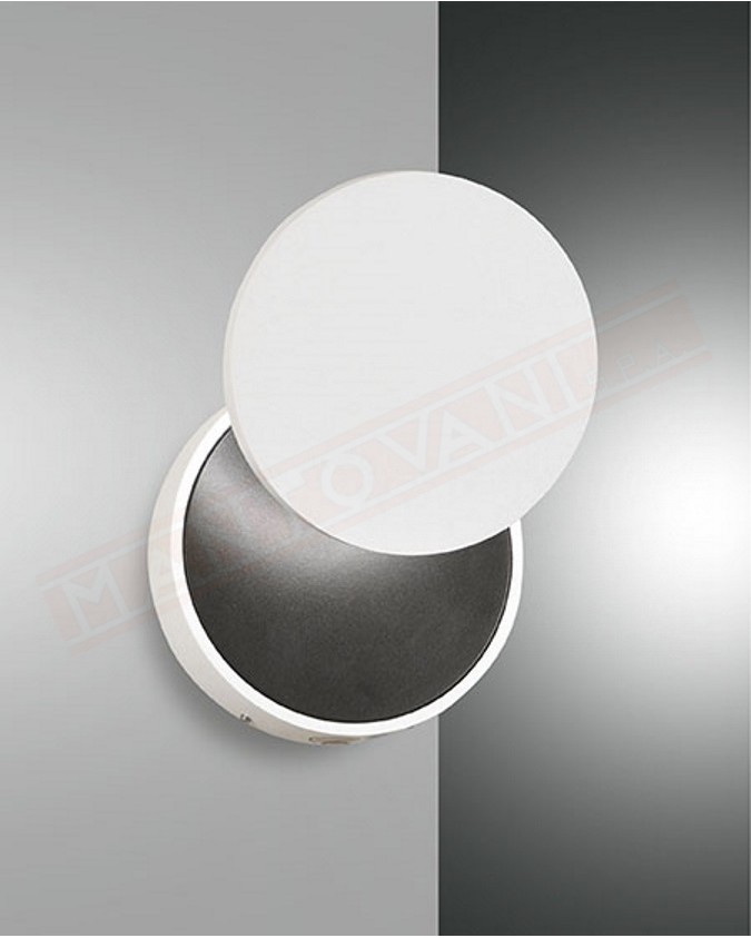 Fabas Ara applique in metallo bianco orientabile diametro cm 12 led 12w 1080lm dimmerabile