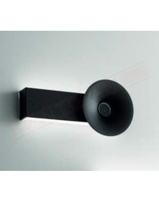 Fabas Aretha applique in metallo nero con luce a led 10w 900lm 3000k e cassa acustica integrata l. 32 h.16 sp 7