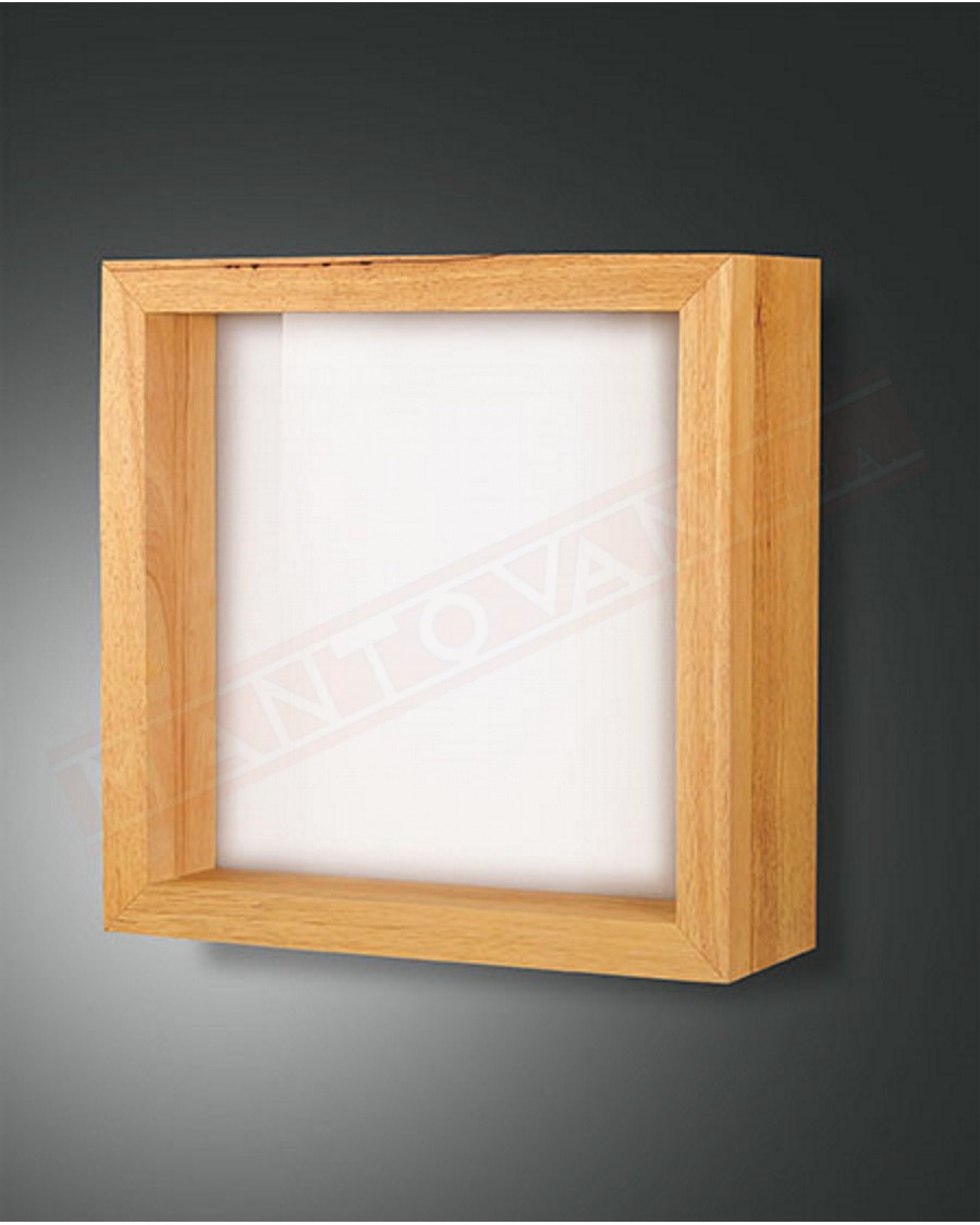 Fabas Window applique in legno di quercia e diffusore in metacrilato cm 37.5x37.5 led 29w 2610lm