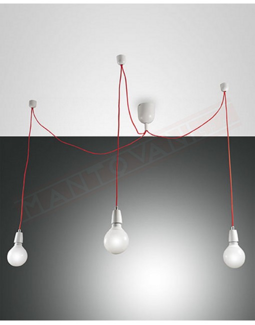 Fabas Blog sospensione in metallo bianco con 3 luci a posizione libera attacco per lampadine e27
