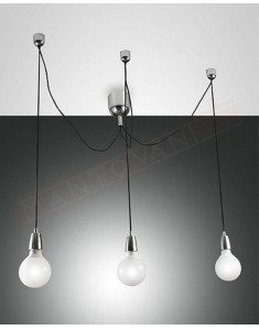 Fabas Blog sospensione in metallo cromo con 3 luci a posizione libera attacco per lampadine e27