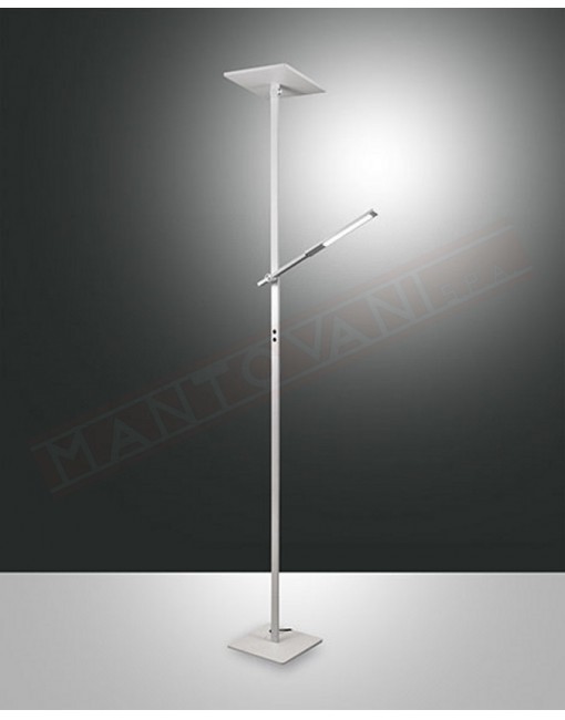 Fabas Ideal lampada da terra in metallo bianco con doppia luce a led 40w+8w 3000+500lm h. 188