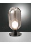 Fabas Gubbio lampada da tavolo in vetro borosilicato fume' attacco g9 regolazione al tocco con dimmer diametro cm 17 h. cm 20