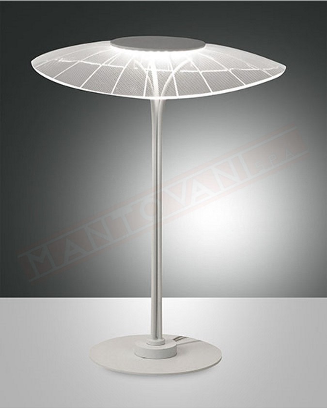 Fabas Vela lampada da tavolo a led 12w 800lm in metallo bianco e metracrilato cm 30x25 altezza 38 cm max dimmerabile