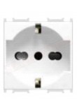 Feb Elettrica Flat presa di sicurezza bianco universale STD 2P+T tipo P11 imq 10-16Aa p 35,5 mm compatibile con placche plana
