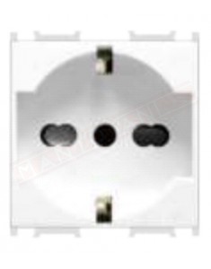 Feb Elettrica Flat presa di sicurezza bianco universale STD 2P+T tipo P11 imq 10-16Aa p 35,5 mm compatibile con placche P. V.