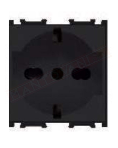 Feb Elettrica Flat presa di sicurezza nero universale STD 2P+T tipo P11 imq 10-16Aa p 35,5 mm compatibile con placche P. V.