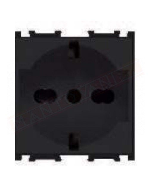Feb Elettrica Flat presa di sicurezza nero universale STD 2P+T tipo P11 imq 10-16Aa p 35,5 mm compatibile con placche P. V.