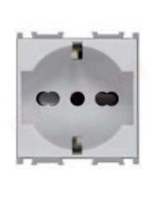 Feb Elettrica Flat presa di sicurezza grigio universale STD 2P+T tipo P11 imq 10-16Aa p 35,5 mm compatibile con placche P. V.