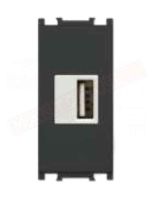 Feb Elettrica Flat alimentatore nero 1 presa usb 5v 2.1a connettore bianco compatibile con placche P. V.