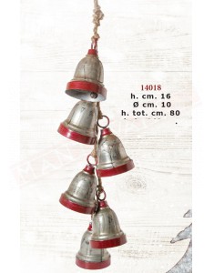 Fuoriporta 5 campane rosse grigie diametro 10 cm h 80 cm