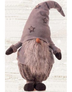 Babbo gnomo in piedi con berretto con stelline sugli occhi , con naso e barba altezza 100 cm