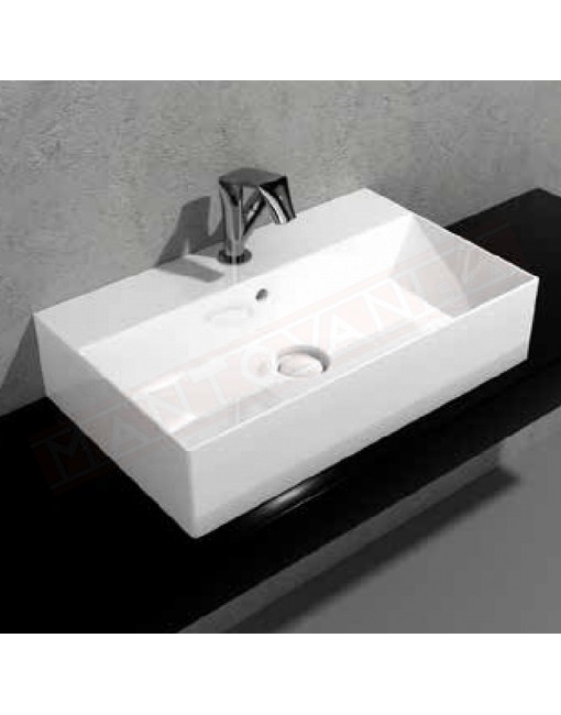 Flaminia lavabo bianco lucido applight 6037 da appoggio sospeso 60x37x14 senza fori rubinetto predisposto per tre