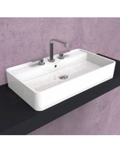 Flaminia lavabo Miniwash 75 da appoggio con piano rubinetteria