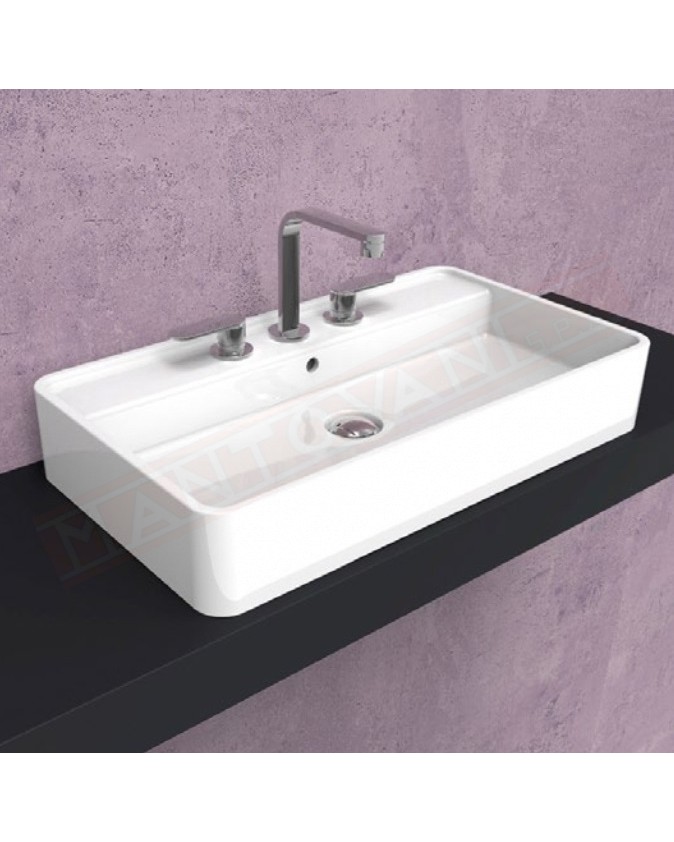 Flaminia lavabo Miniwash 75 da appoggio con piano rubinetteria