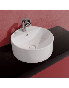 Flaminia twin set lavabo appoggio diametro 42 h 16 cm con troppopieno e foro rubinetto