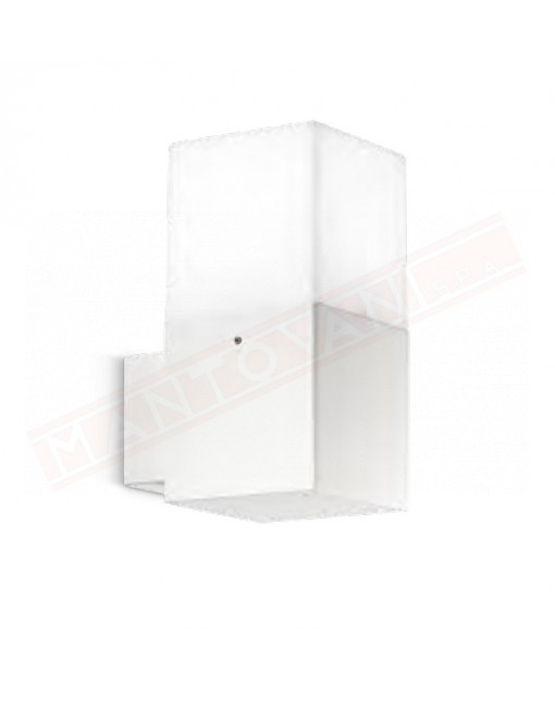 Lampada da parete per esterni ip44 in alluminio bianco cm 8.5x11.5x17 1xe27